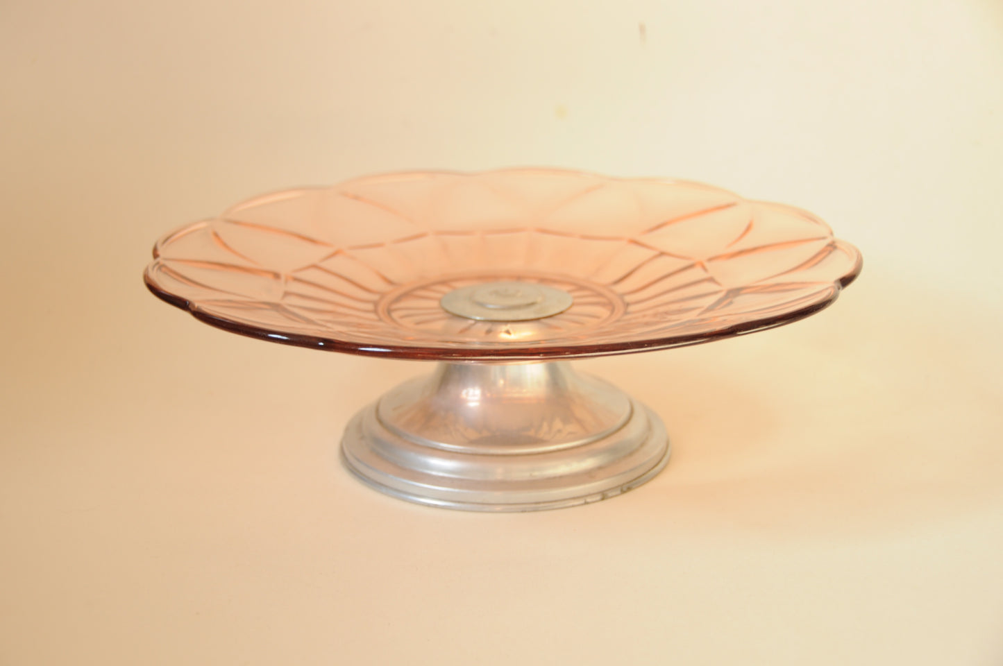 COUPE A FRUITS ART DECO EN VERRE ROSE
