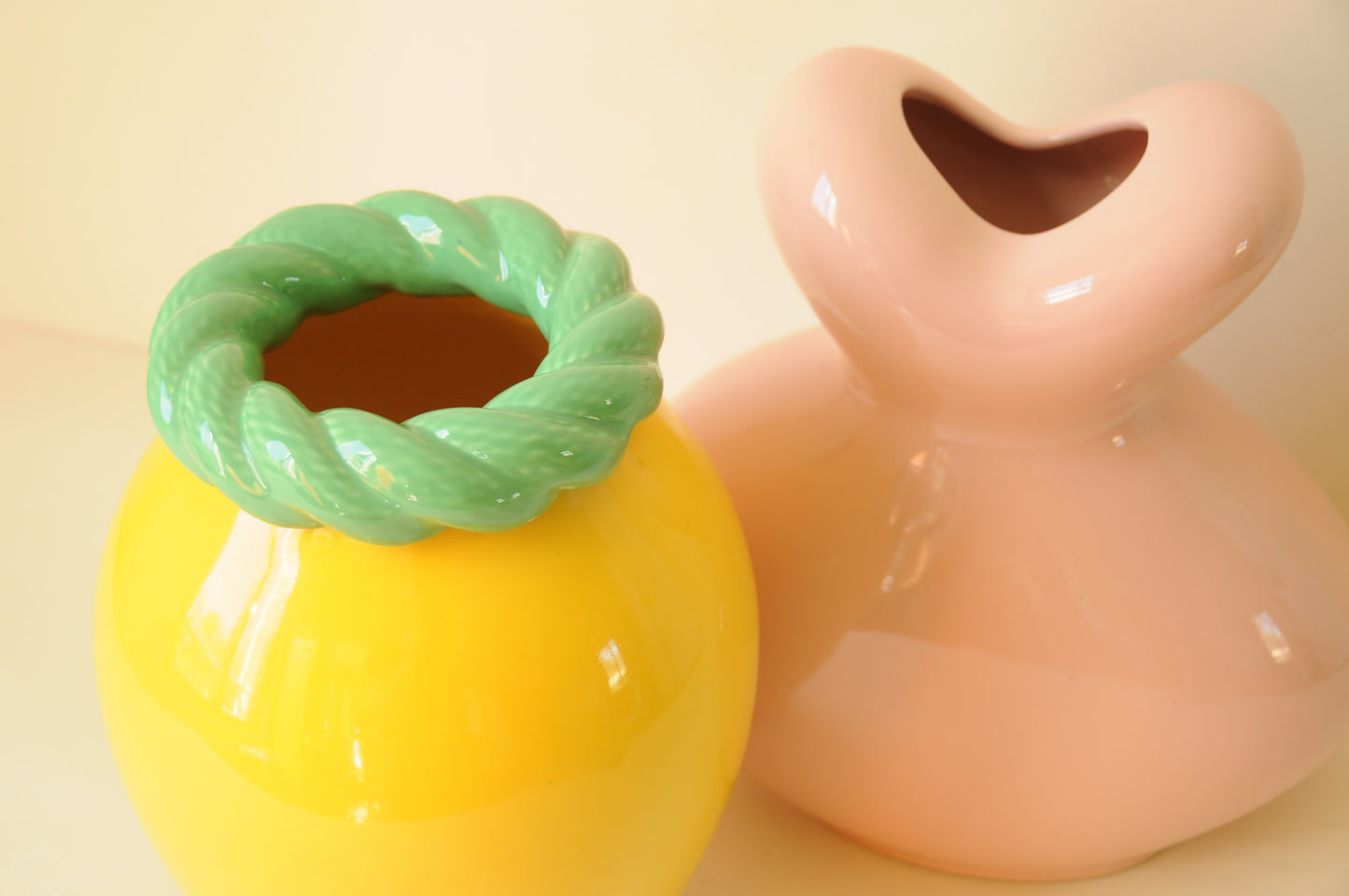 Vase en Céramique Vert et Jaune Citron