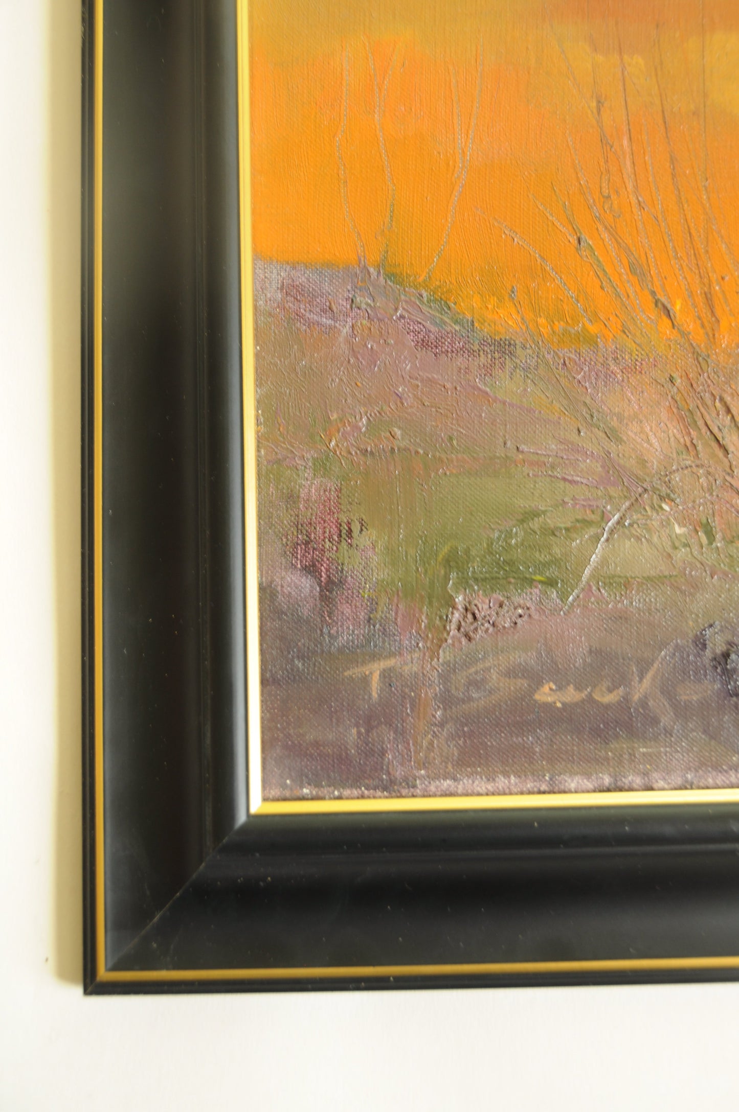 PEINTURE À L'HUILE SUR TOILE COUCHER DE SOLEIL SIGNÉE BUCK 20e SIECLE