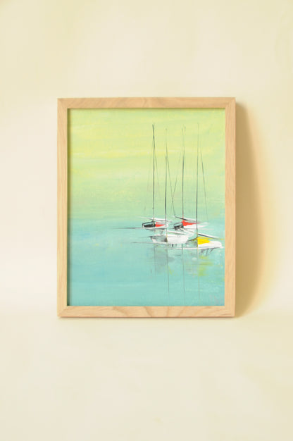 PEINTURE BATEAUX SUR CARTON TOILE SIGNÉE BUTEL