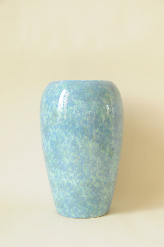 VASE OVOÏDE EN CERAMIQUE IRISEE BLEU TURQUOISE