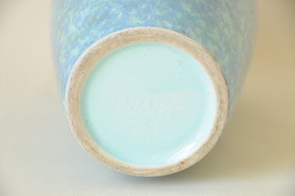 VASE OVOÏDE EN CERAMIQUE IRISEE BLEU TURQUOISE