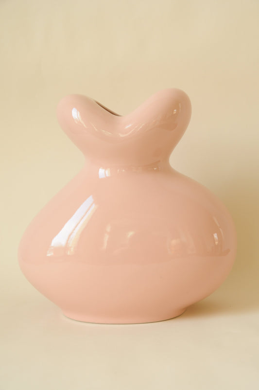 VASE DESIGN FORME LIBRE EN CERAMIQUE ROSE