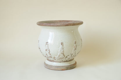 JARDINIÈRE CACHE POT EN TERRE CUITE ÉMAILLÉE ÉCRU NATUREL