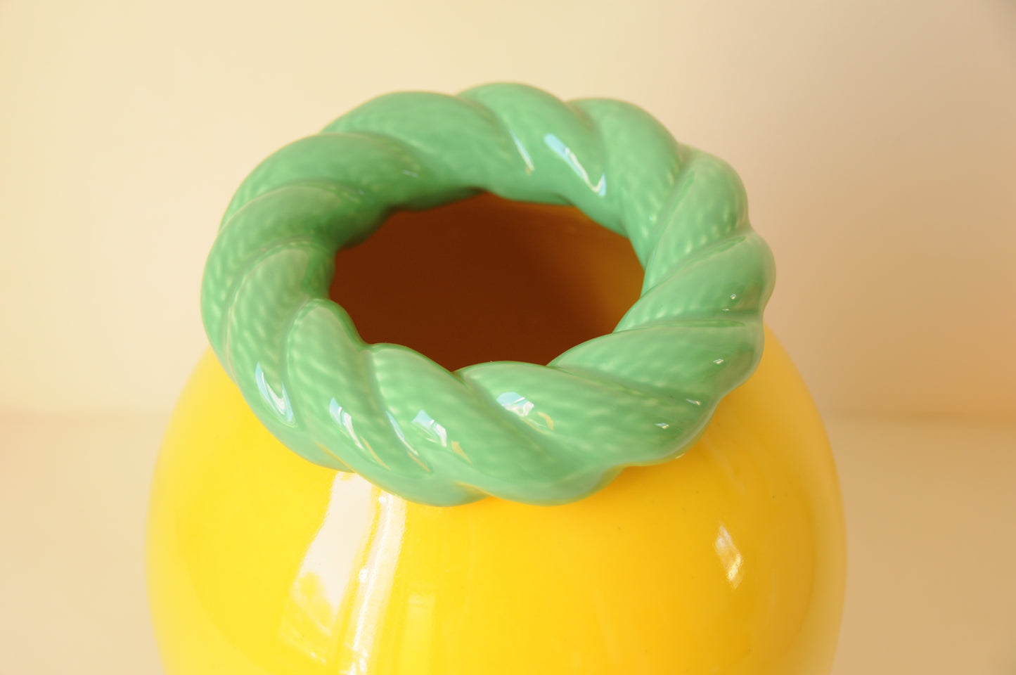 Vase en Céramique Vert et Jaune Citron