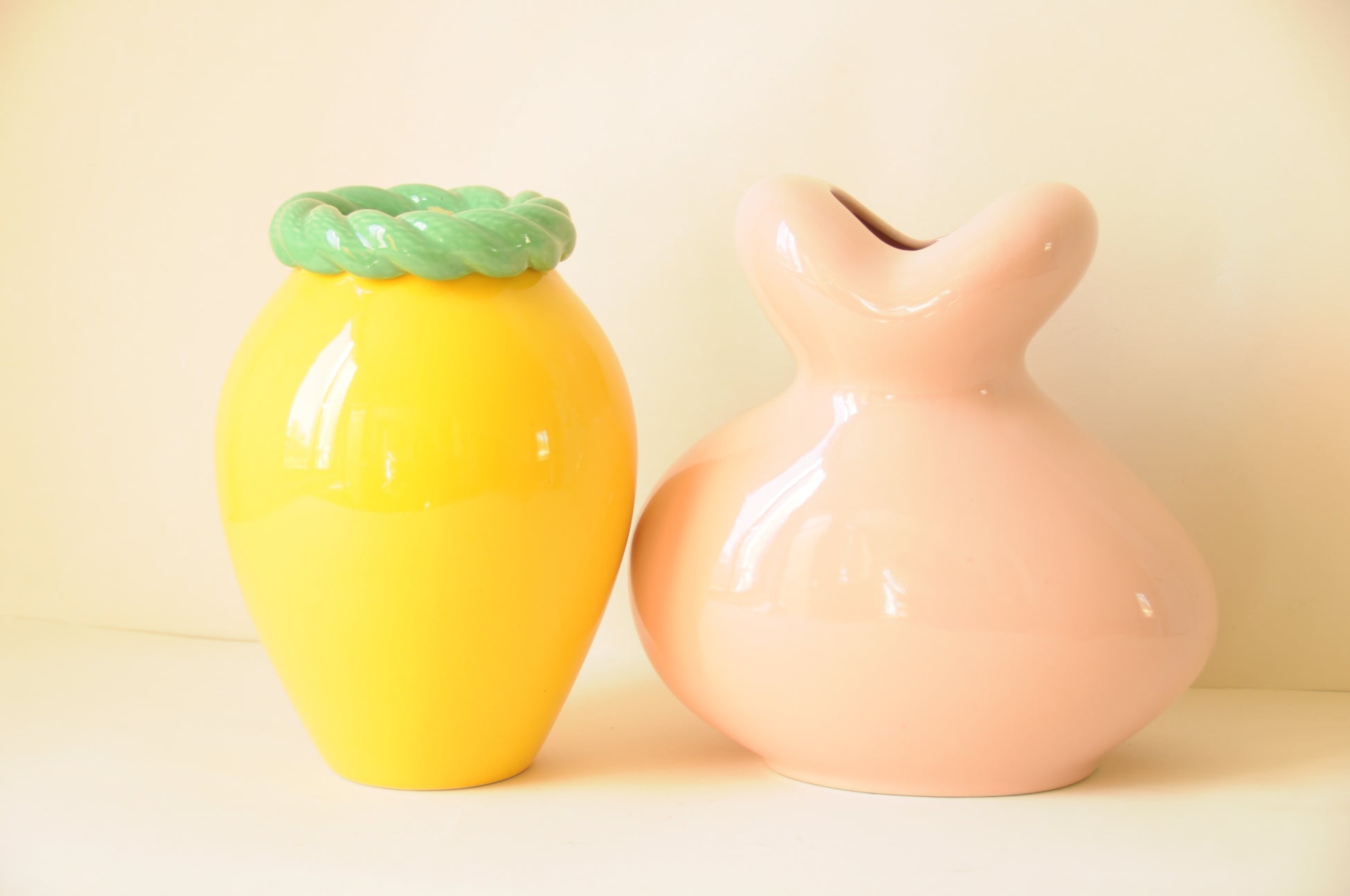 Vase en Céramique Vert et Jaune Citron