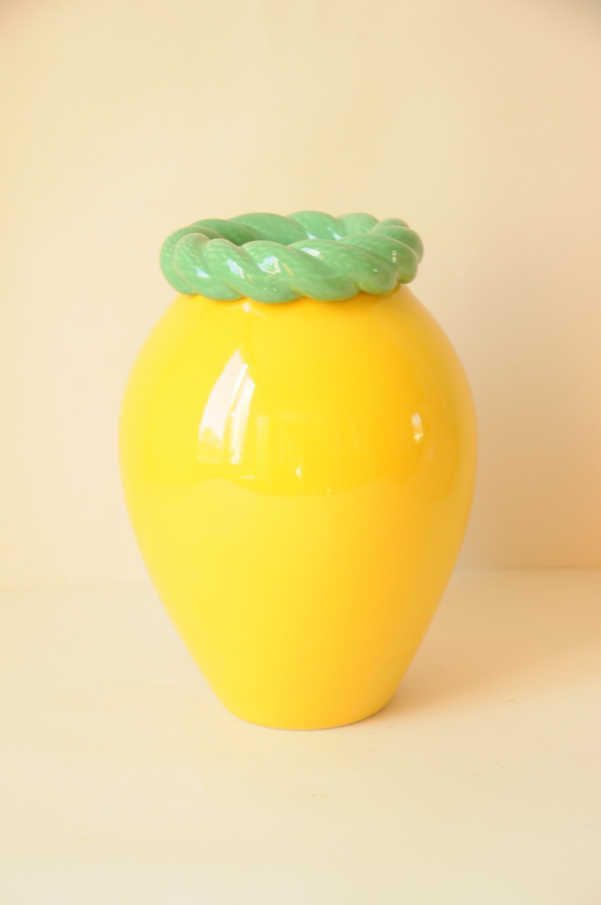 Vase en Céramique Vert et Jaune Citron